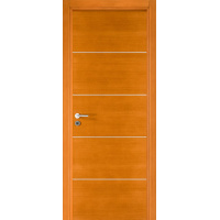 Puerta placa cedro, marco de madera macizo con insertos de aluminio 