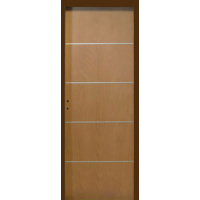 Puerta placa con insertos de aluminio, marco de chapa de 18/ Marco de madera de pino 